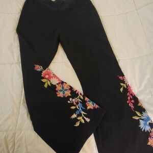 Johnny Was Embroidered Bootcut Leggings